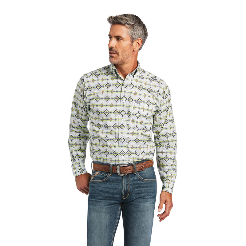 Camisas Ariat Archer Fitted Blancas/Verde Hombre - Chile 091-RAUOCM